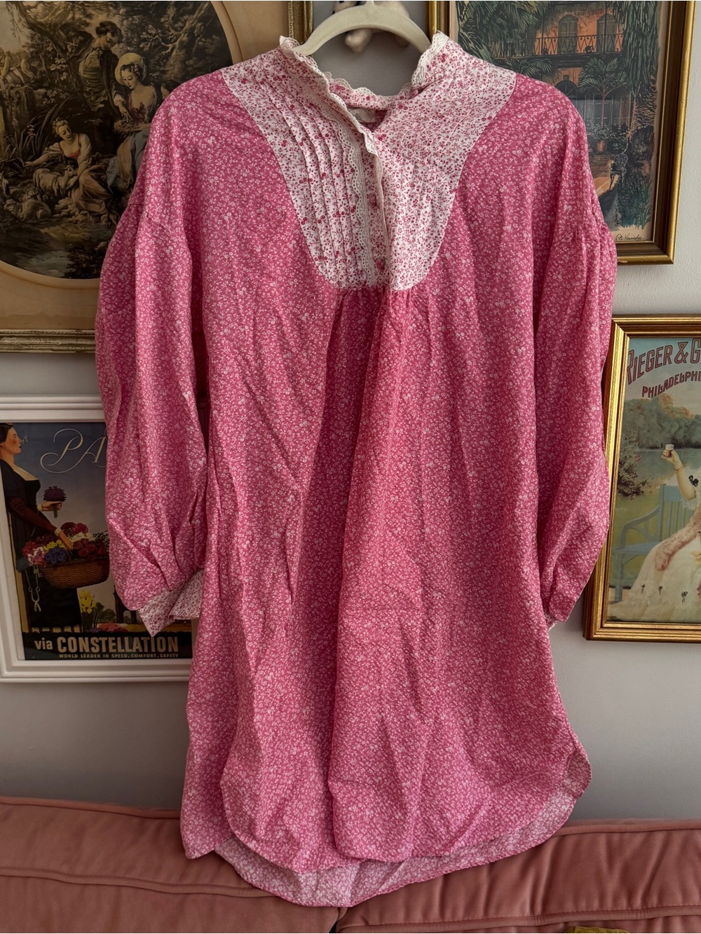 Pink Floral Vintage-Inspired Nightshirt